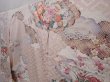 Photo2: 6109T12z1140 Vintage Japanese Kimono Silk FURISODE Flowers Ash pink (2)