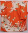 Photo1: 6109T13z1090 Vintage Japanese Kimono Silk FURISODE Chrysanthemum Orangered (1)