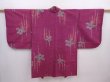 Photo1: 6109T02z500 Vintage Japanese Kimono Silk HAORI Flower Purple-Pink (1)