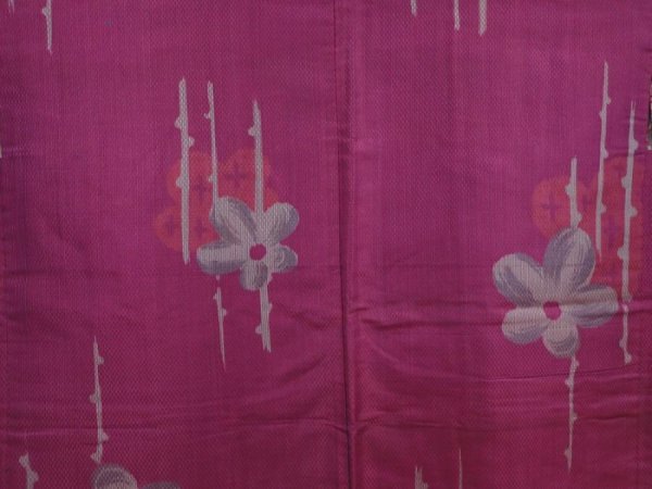 Photo3: 6109T02z500 Vintage Japanese Kimono Silk HAORI Flower Purple-Pink (3)