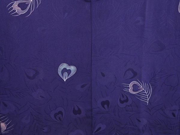 Photo3: 6109T04z580 Vintage Japanese Kimono Silk HAORI Peacock feather (3)