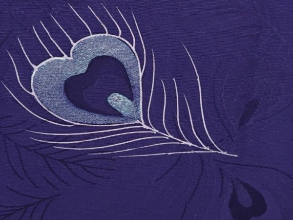 Photo4: 6109T04z580 Vintage Japanese Kimono Silk HAORI Peacock feather (4)