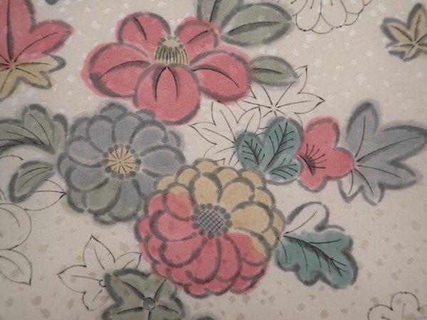 Photo4: 6109T06z500 Vintage Japanese Kimono Silk HAORI Flowers Off-white (4)