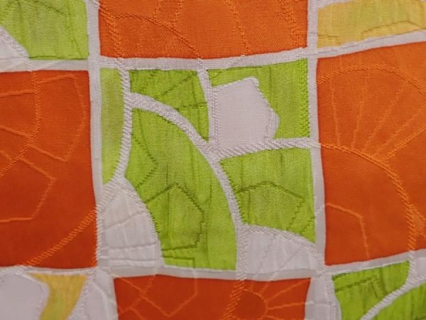 Photo4: 6109T07z590 Vintage Japanese Kimono Silk HAORI  Orange (4)