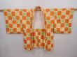 Photo5: 6109T07z590 Vintage Japanese Kimono Silk HAORI  Orange (5)