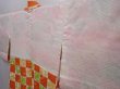 Photo7: 6109T07z590 Vintage Japanese Kimono Silk HAORI  Orange (7)