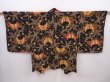 Photo1: 6109T08z570 Vintage Japanese Kimono Silk HAORI Butterfly Black (1)