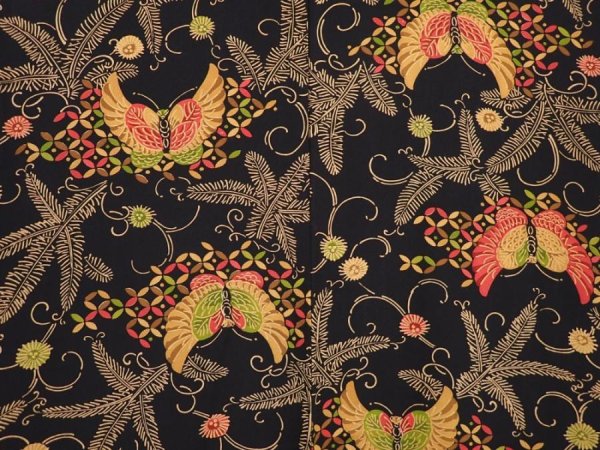 Photo3: 6109T08z570 Vintage Japanese Kimono Silk HAORI Butterfly Black (3)