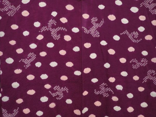 Photo3: 6109T09z460 Vintage Japanese Kimono Silk HAORI  Dark purple (3)