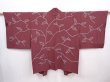 Photo1: 6109T10z520 Vintage Japanese Kimono Silk HAORI Branch Wine red (1)