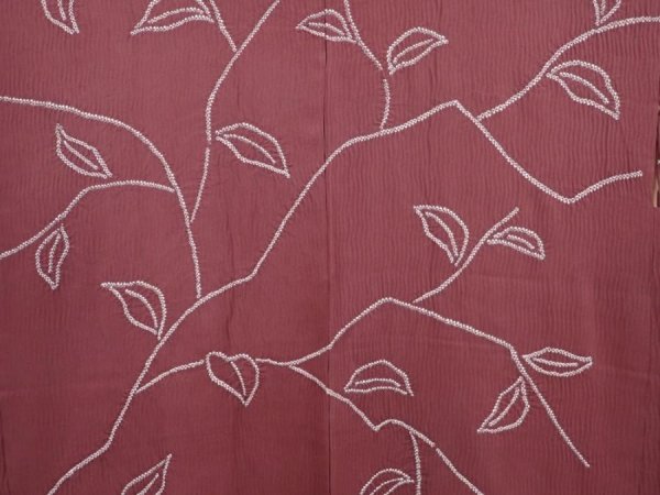 Photo3: 6109T10z520 Vintage Japanese Kimono Silk HAORI Branch Wine red (3)