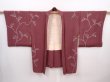 Photo5: 6109T10z520 Vintage Japanese Kimono Silk HAORI Branch Wine red (5)