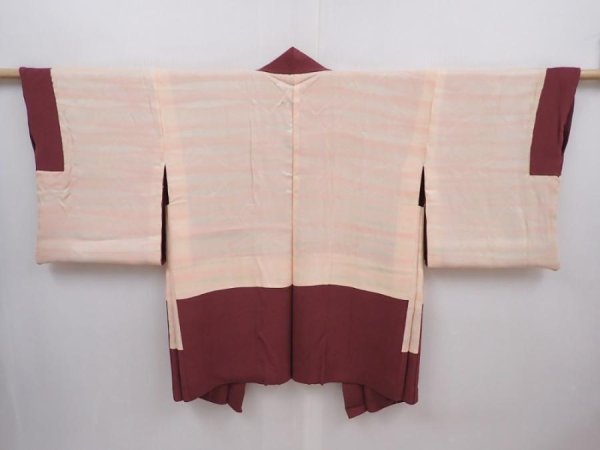Photo6: 6109T10z520 Vintage Japanese Kimono Silk HAORI Branch Wine red (6)