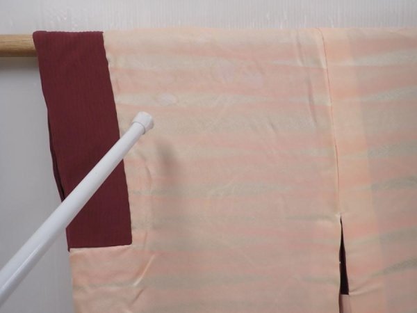 Photo8: 6109T10z520 Vintage Japanese Kimono Silk HAORI Branch Wine red (8)