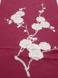 Photo1: 3i01z60  Japanese Kimono Silk  FABRIC Plum branch Wine red 43.3x14.4 (1)