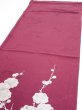 Photo3: 3i01z60  Japanese Kimono Silk  FABRIC Plum branch Wine red 43.3x14.4 (3)