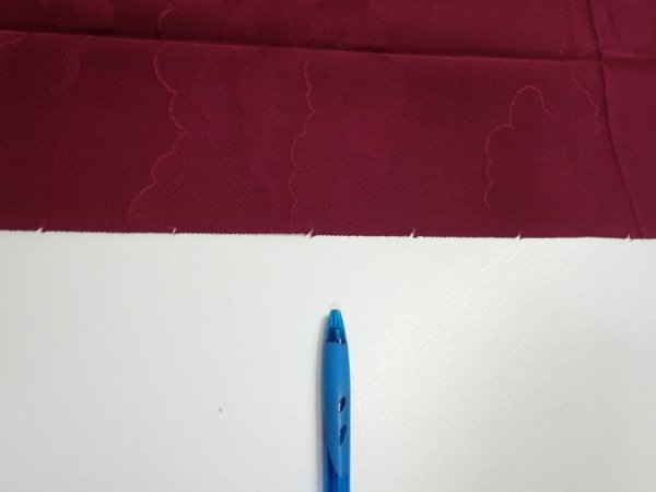 Photo7: 3i03z90  Japanese Kimono Silk  FABRIC Plum branch Wine red 67.7x14.4 (7)