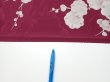 Photo7: 3i04z90  Japanese Kimono Silk  FABRIC Plum branch Wine red 68.5x14.4 (7)