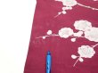 Photo8: 3i04z90  Japanese Kimono Silk  FABRIC Plum branch Wine red 68.5x14.4 (8)
