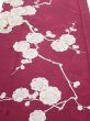 Photo1: 3i06z90  Japanese Kimono Silk  FABRIC Plum branch Wine red 67.7x14.4 (1)
