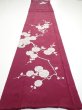 Photo3: 3i06z90  Japanese Kimono Silk  FABRIC Plum branch Wine red 67.7x14.4 (3)