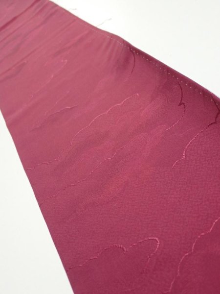 Photo1: 3i08z40  Japanese Kimono Silk  FABRIC Cloud Wine red 57.1x7.5 (1)