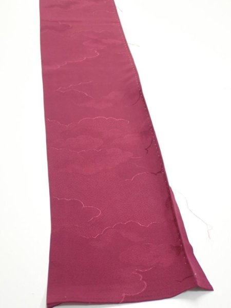 Photo3: 3i08z40  Japanese Kimono Silk  FABRIC Cloud Wine red 57.1x7.5 (3)