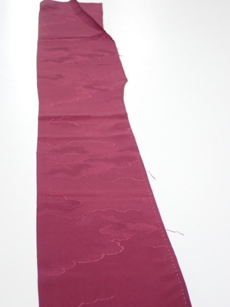 Photo4: 3i08z40  Japanese Kimono Silk  FABRIC Cloud Wine red 57.1x7.5 (4)