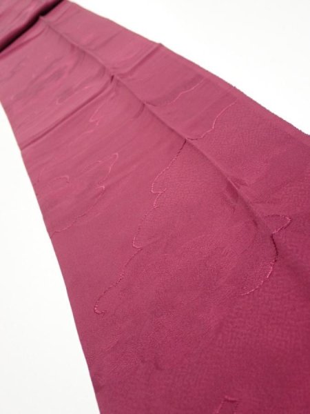 Photo1: 3i09z50  Japanese Kimono Silk  FABRIC Cloud Wine red 78.0x6.9 (1)