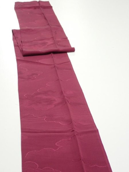 Photo3: 3i09z50  Japanese Kimono Silk  FABRIC Cloud Wine red 78.0x6.9 (3)