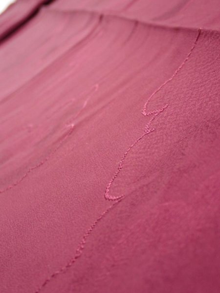 Photo5: 3i09z50  Japanese Kimono Silk  FABRIC Cloud Wine red 78.0x6.9 (5)