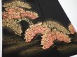 Photo2: 3i02z230  Japanese Kimono Silk  FABRIC Pine Black 58.3x28.3 (2)