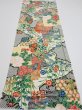 Photo5: 3i01z60  Japanese Kimono Silk  FABRIC Flowers Off-white 41.7x14.8 (5)