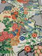 Photo1: 3i02z60  Japanese Kimono Silk  FABRIC Flowers Off-white 40.9x14.8 (1)