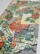 Photo3: 3i02z60  Japanese Kimono Silk  FABRIC Flowers Off-white 40.9x14.8 (3)