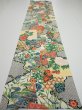 Photo5: 3i04z90  Japanese Kimono Silk  FABRIC Flowers Off-white 63.8x14.8 (5)