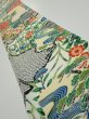 Photo1: 3i07z40  Japanese Kimono Silk  FABRIC Flowers Off-white 59.1x7.3 (1)