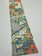Photo3: 3i08z40  Japanese Kimono Silk  FABRIC Flowers Off-white 58.3x7.3 (3)