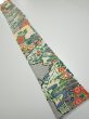 Photo5: 3i08z40  Japanese Kimono Silk  FABRIC Flowers Off-white 58.3x7.3 (5)