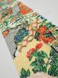 Photo2: 3i10z30  Japanese Kimono Silk  FABRIC Flowers Off-white 35.8x7.3 (2)