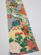 Photo4: 3i10z30  Japanese Kimono Silk  FABRIC Flowers Off-white 35.8x7.3 (4)
