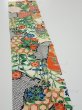 Photo5: 3i10z30  Japanese Kimono Silk  FABRIC Flowers Off-white 35.8x7.3 (5)