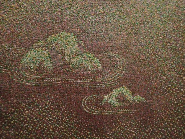 Photo4: 6113T01z550 Vintage Japanese Kimono Silk HAORI Karesansui Olive-Brown (4)