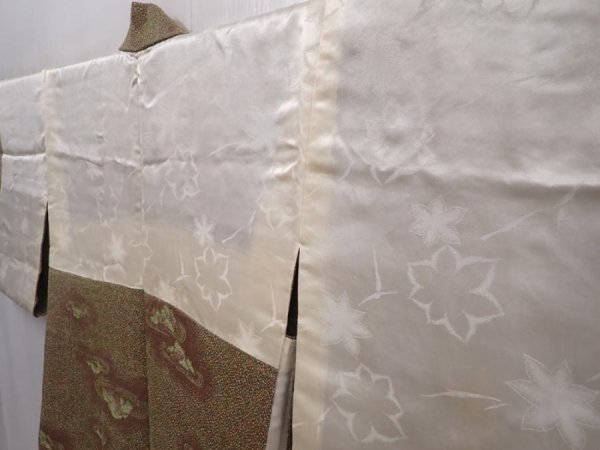 Photo7: 6113T01z550 Vintage Japanese Kimono Silk HAORI Karesansui Olive-Brown (7)