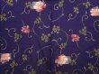 Photo3: 6113T02z490 Antique Japanese Kimono Silk MEISEN HAORI Flower Navy-Purple (3)