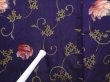 Photo6: 6113T02z490 Antique Japanese Kimono Silk MEISEN HAORI Flower Navy-Purple (6)