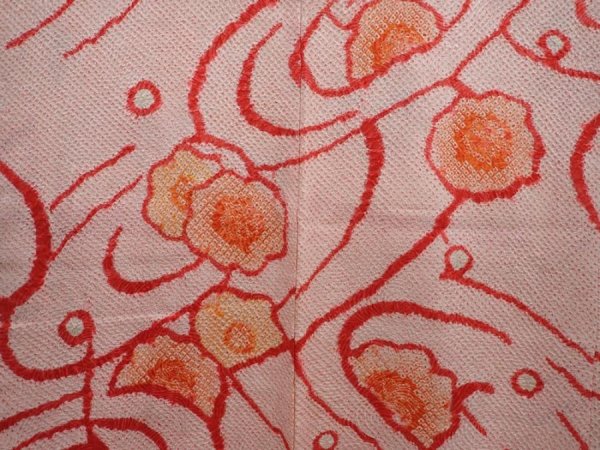 Photo3: 6113T03z490 Vintage Japanese Kimono Silk SHIBORI HAORI Flower Light pink (3)