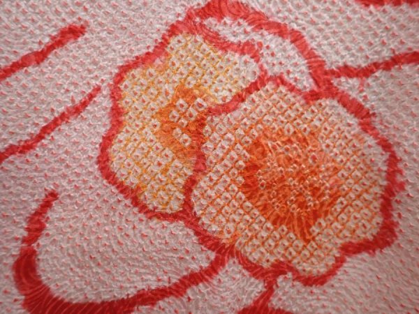 Photo4: 6113T03z490 Vintage Japanese Kimono Silk SHIBORI HAORI Flower Light pink (4)