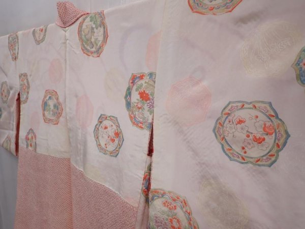 Photo7: 6113T03z490 Vintage Japanese Kimono Silk SHIBORI HAORI Flower Light pink (7)