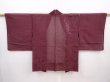 Photo1: 6113T04z220 Vintage Japanese Kimono Silk See through HAORI Leaf Purple-Brown (1)